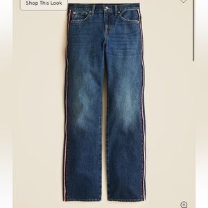 NWT! J. Crew Mid-rise relaxed straight jean with velvet stripe